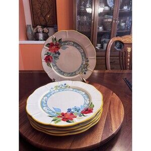 The Pioneer Woman Spring Bouquet Scalloped Dinner Plate Floral Yellow Rim 5